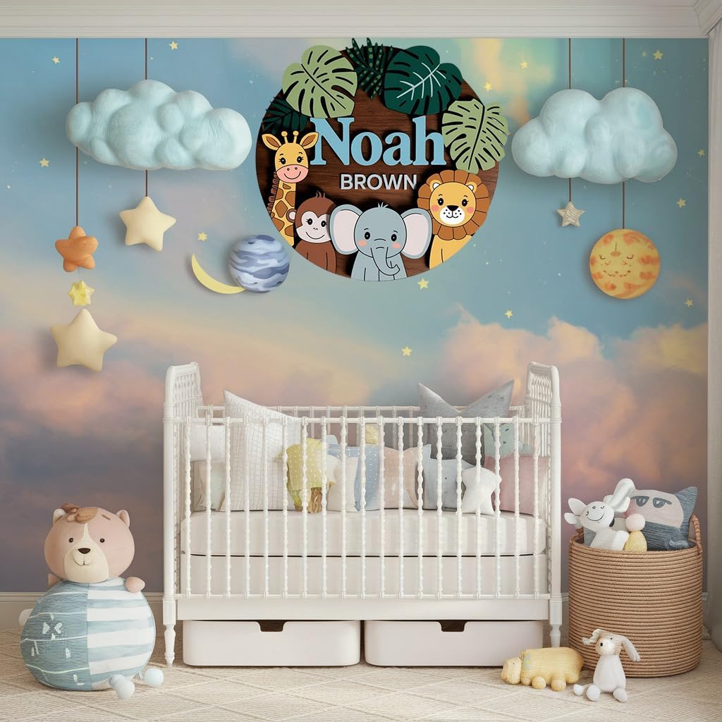 Personalized Wooden Name Sign for Baby Room Decor 1