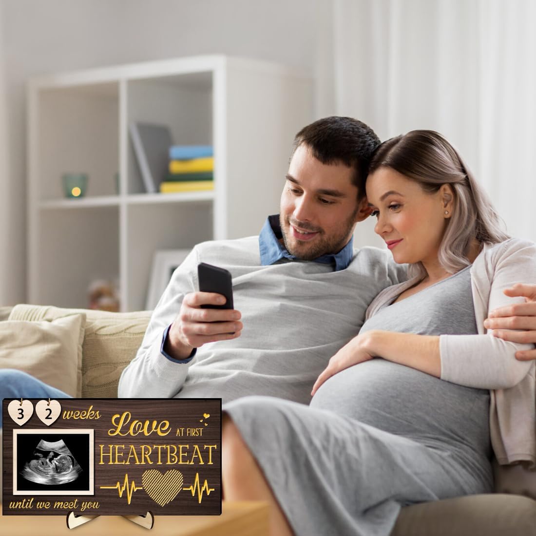 LED Sonogram Frame - Countdown Weeks for Dad Mom Baby Showers