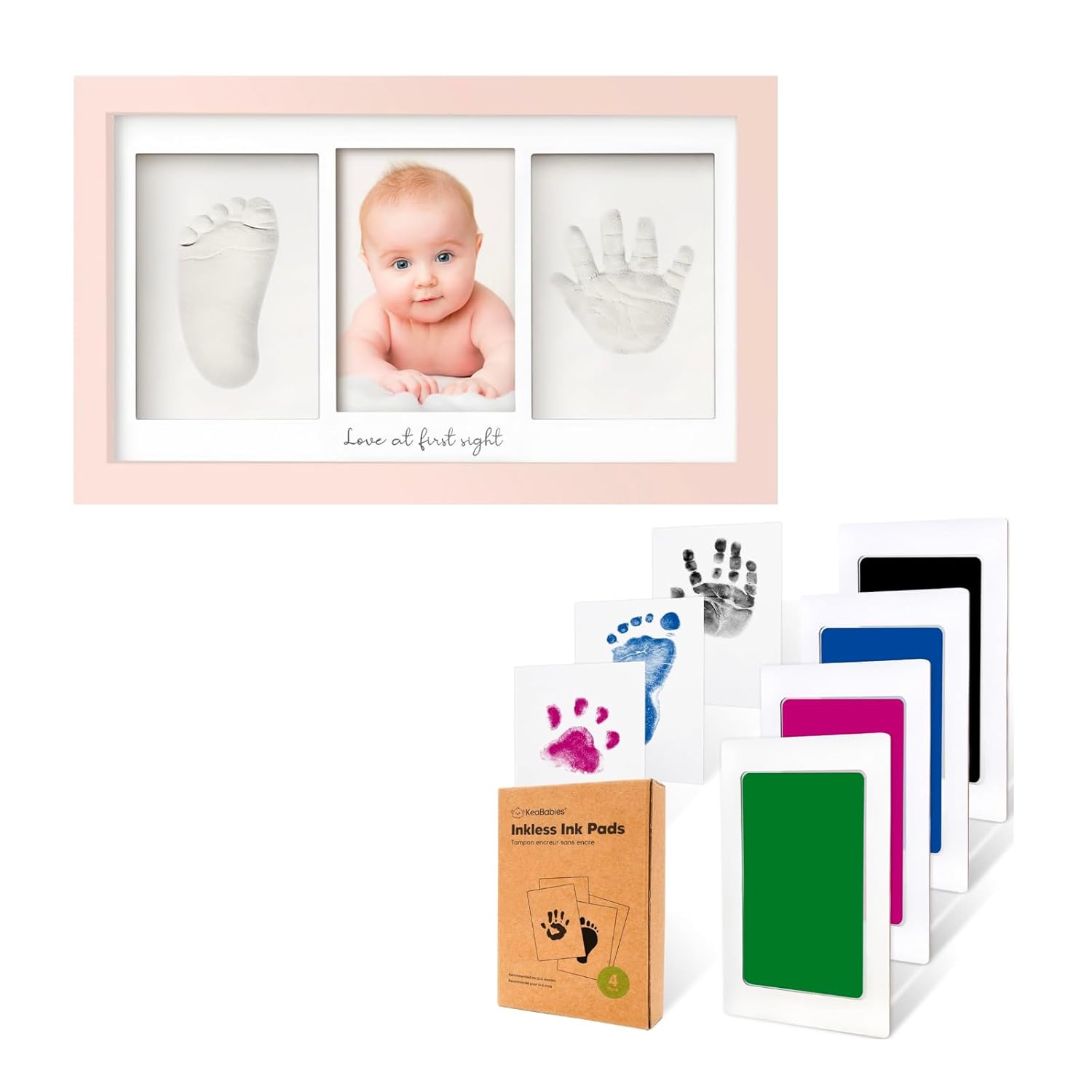 KeaBabies Inkless Hand Footprint Kit - 4-Pack Safe for Baby