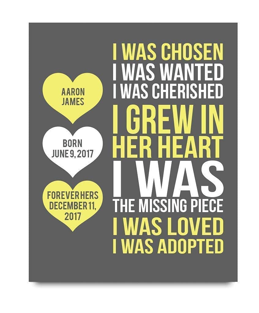 Adoption Paper Art Print Personalized Keepsake Gift