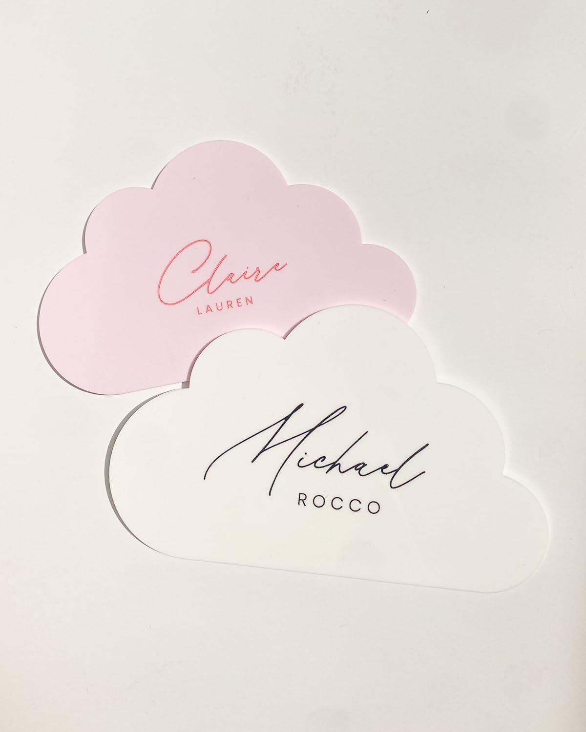 Custom Pink Baby Name Sign with Cloud Design