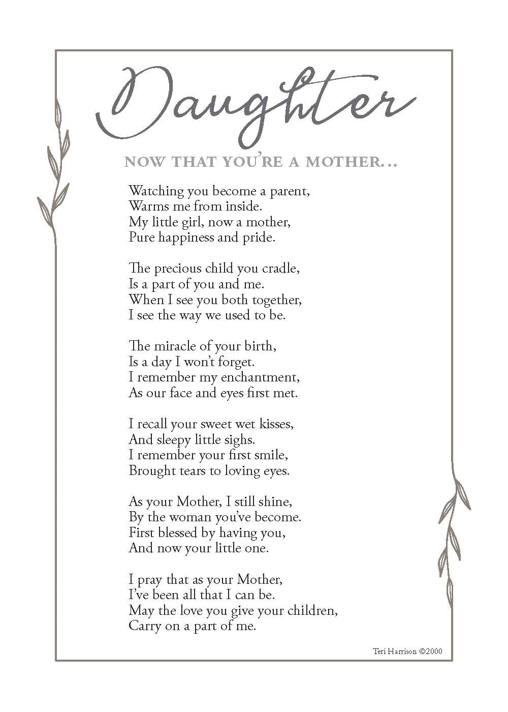 Now That Youre a Mother Frame - Gift for Daughter from Mom