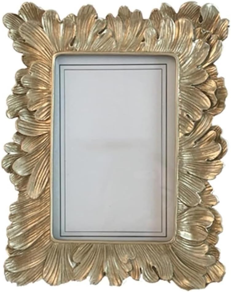 Vintage Leaf Feather Photo Frame Golden Picture Stand