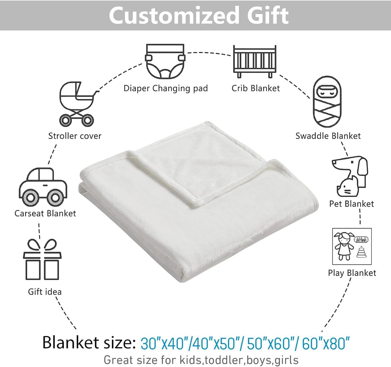 Customized Pink Baby Blanket with Floral Swan Design