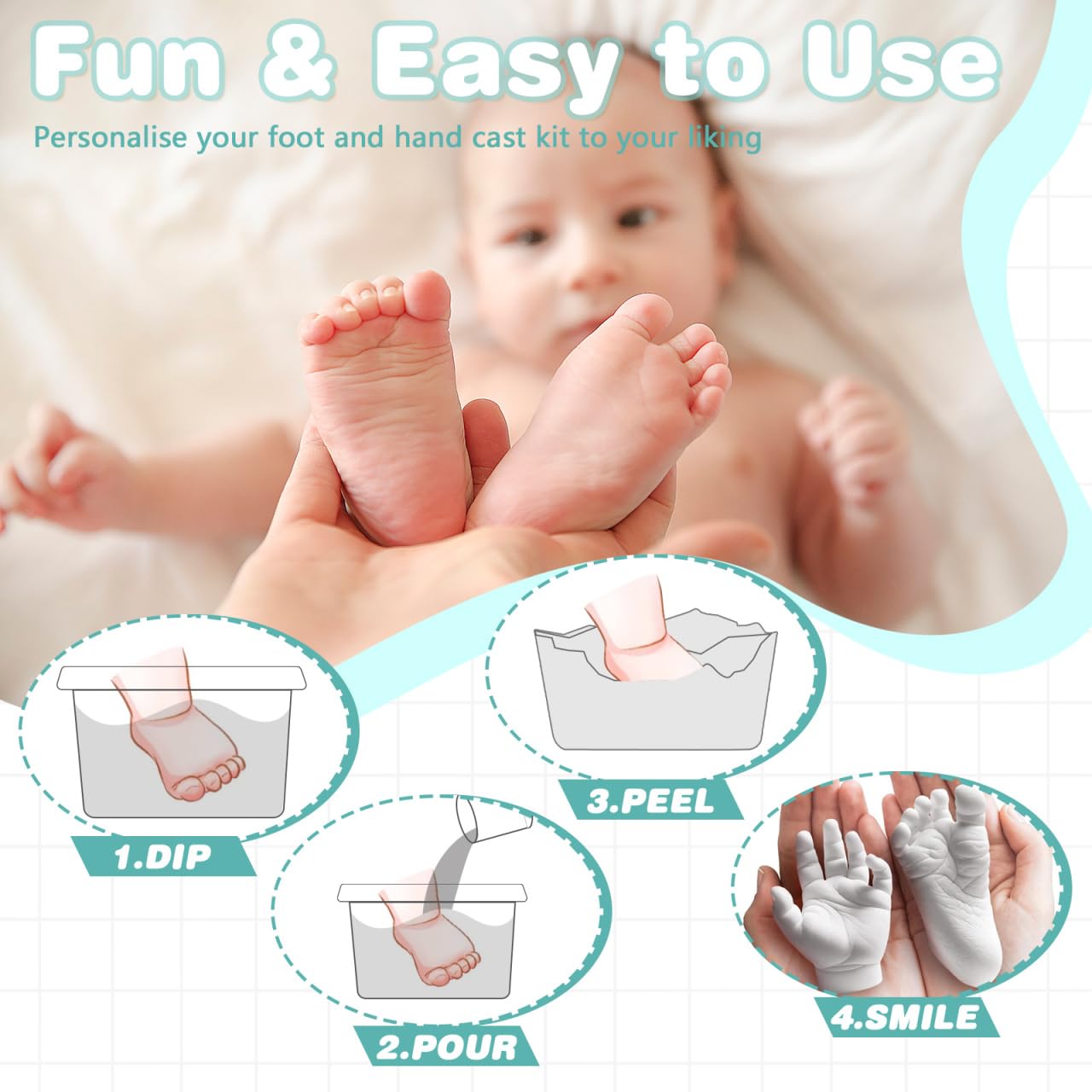 Ifundom Hand Casting Kit - Baby Footprint Hand Molder for Keepsakes