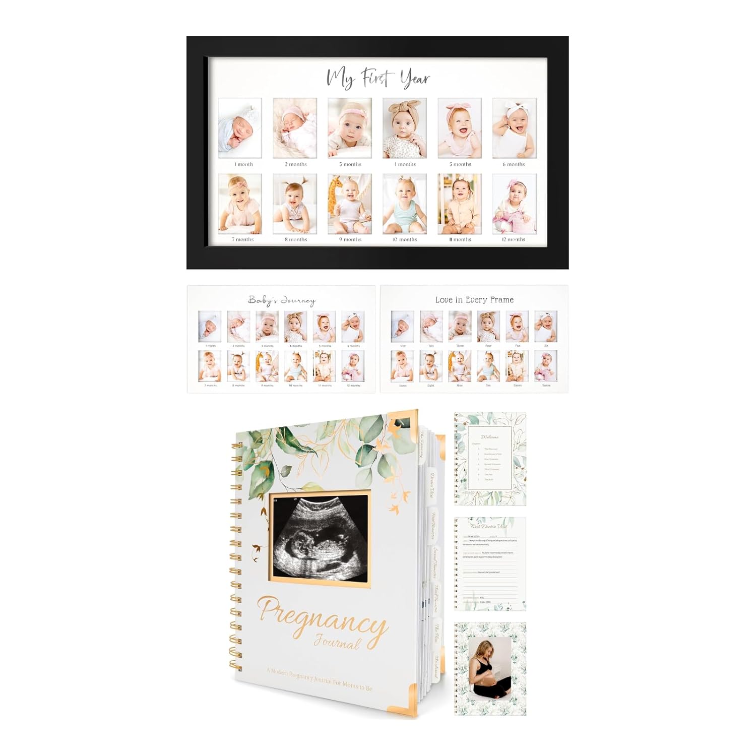 KeaBabies Baby Photo Frame Pregnancy Journal 12 Months