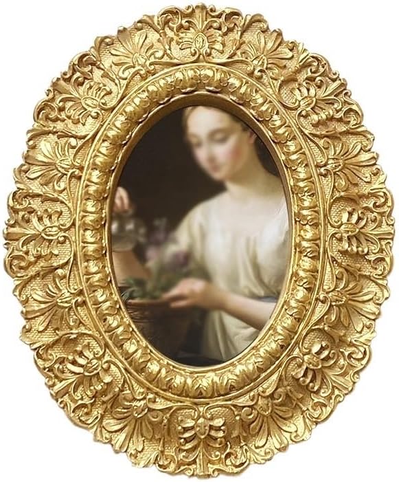 STBTOO Vintage Oval Carved Resin Frame Wall Ornament