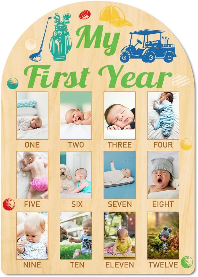 ORIGACH Baby Growth Photo Display Wooden Board 12 Months