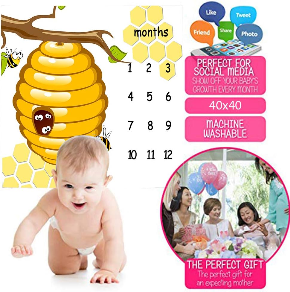 F-FUN SOUL Honeycomb Baby Milestone Blanket 48x40in 1