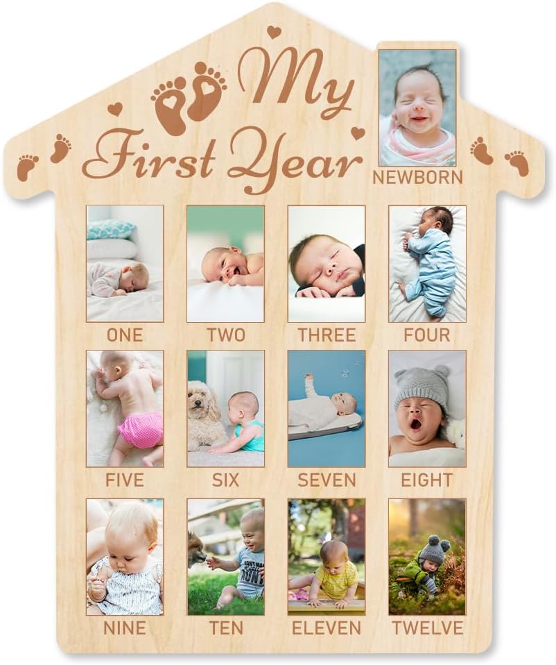ORIGACH 12-Month Baby Growth Photo Frame - Footprint Design
