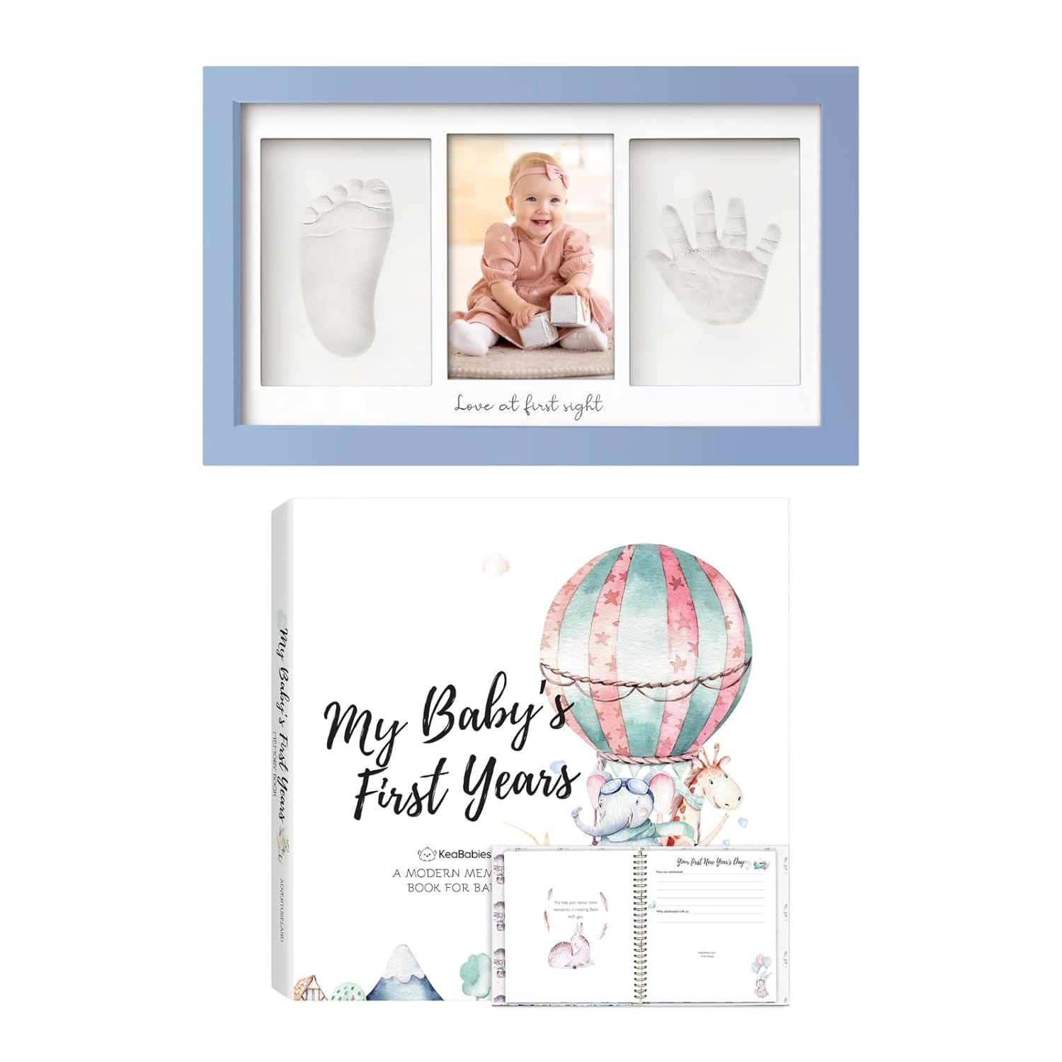 KeaBabies Baby Hand and Footprint Kit with First 5 Years Memory Book