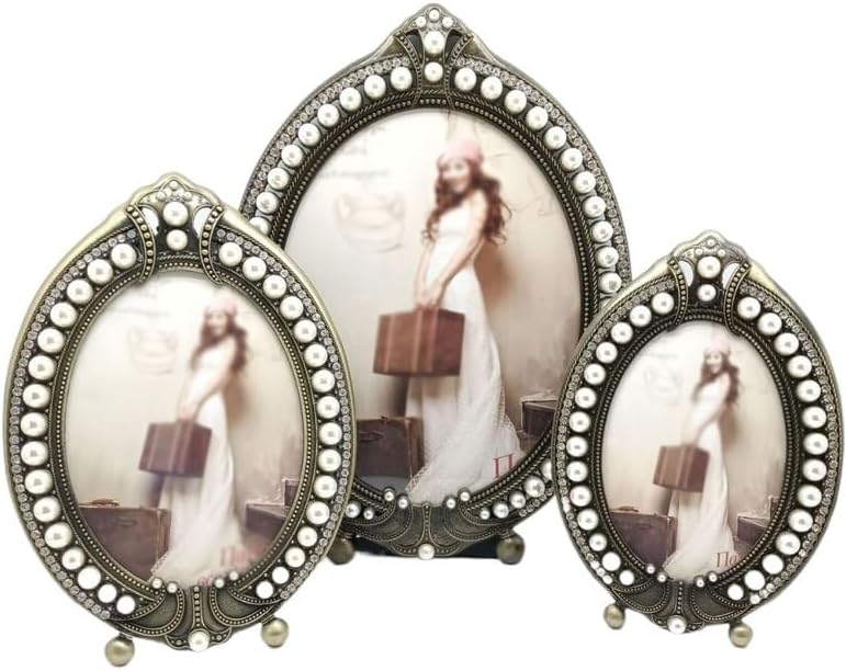 STBTOO Pearl Inlaid Vintage Metal 5x7 Picture Frame
