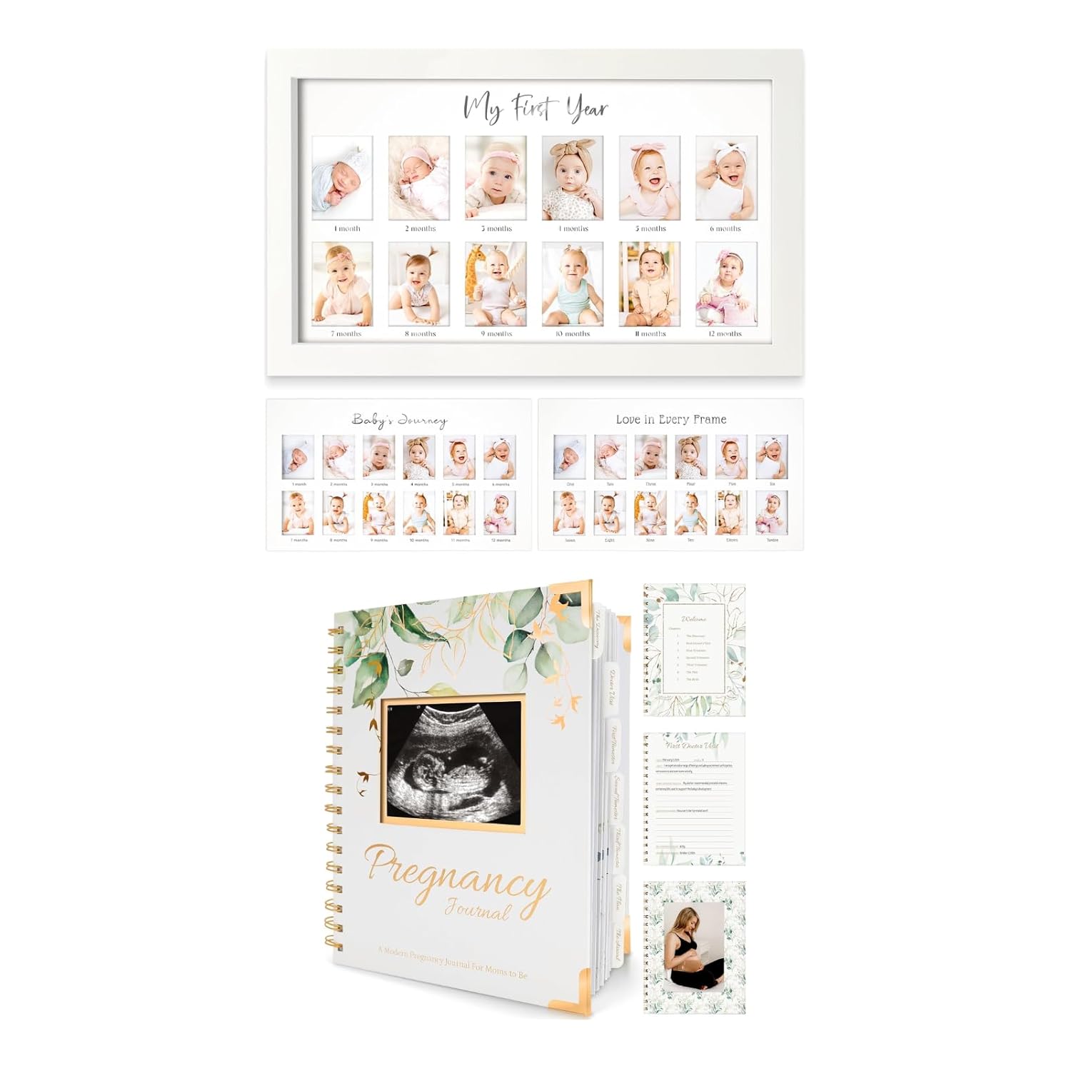 KeaBabies 12 Months Baby Picture Frame Pregnancy Journal