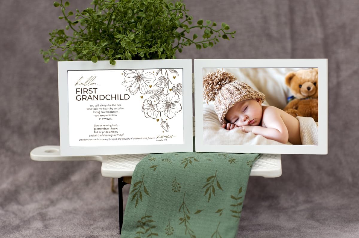 First Grandchild Poem Frame - White with Scripture