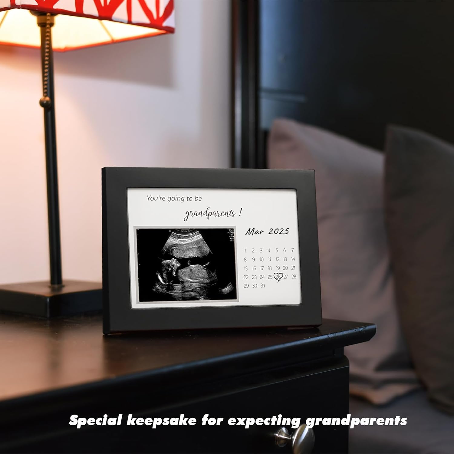 Pregnancy Announcement Frame for Grandparents Black Wooden Sonogram Keepsake