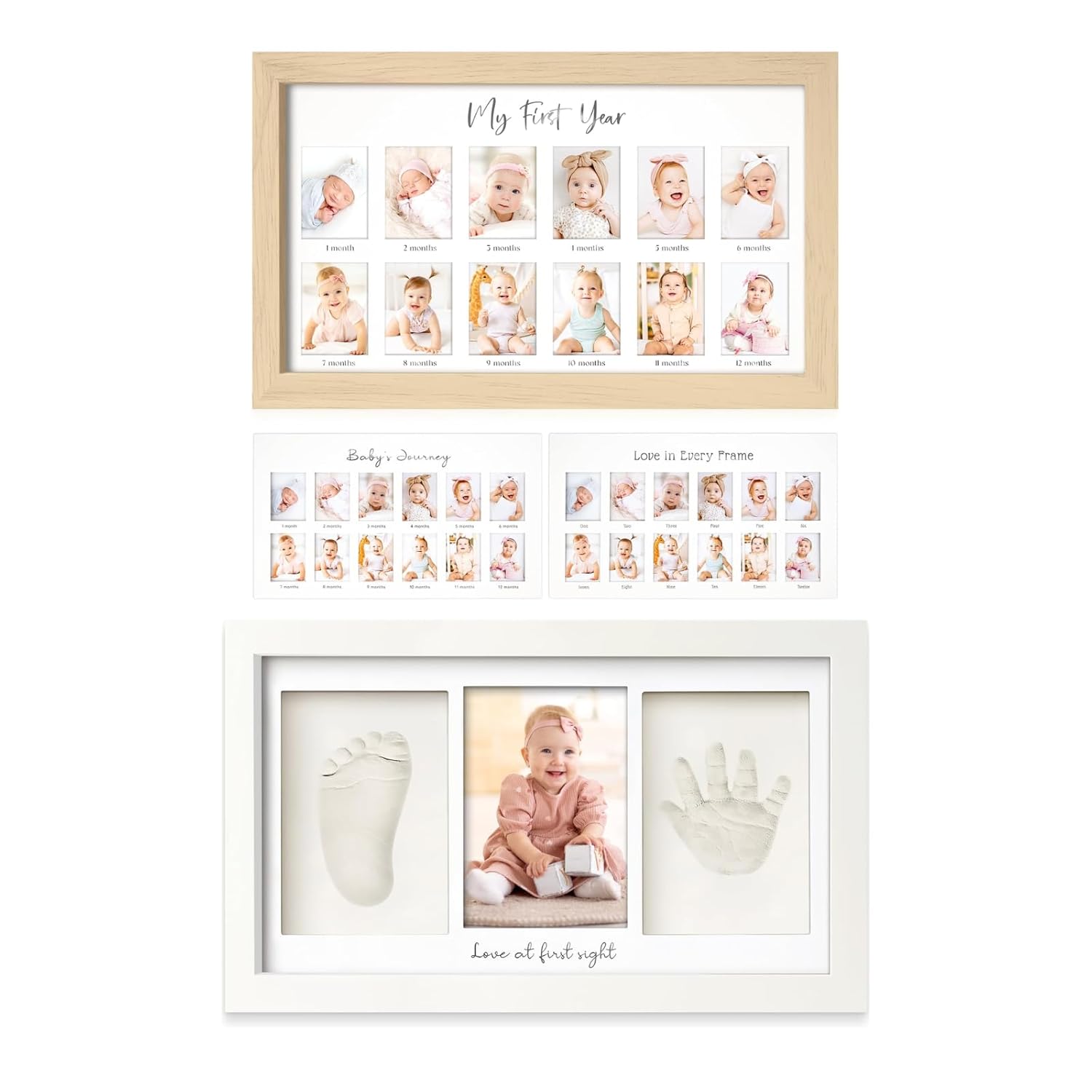 KeaBabies 12 Months Baby Photo Frame Kit - Duo Display