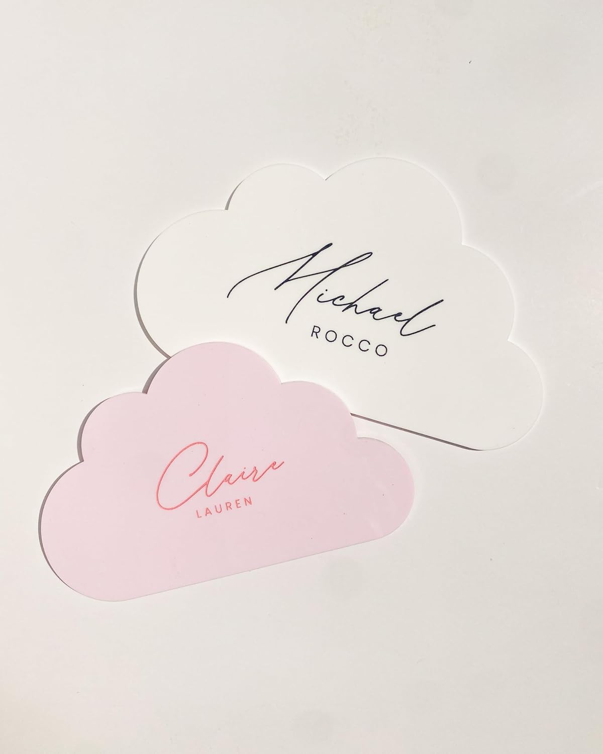 Custom Pink Baby Name Sign with Cloud Design