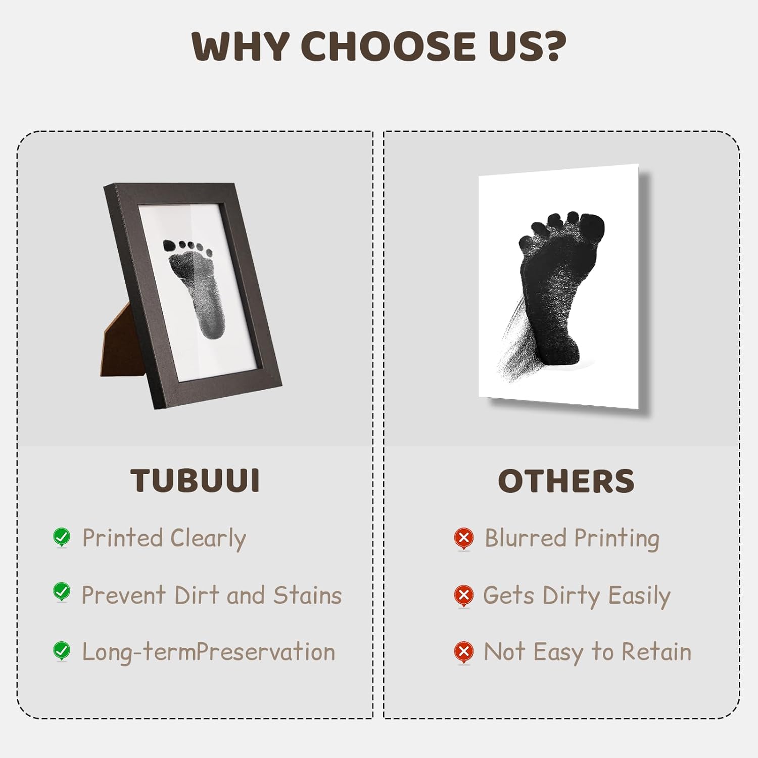 Tubuui Baby Inkless Hand Footprint Kit with Frame 1