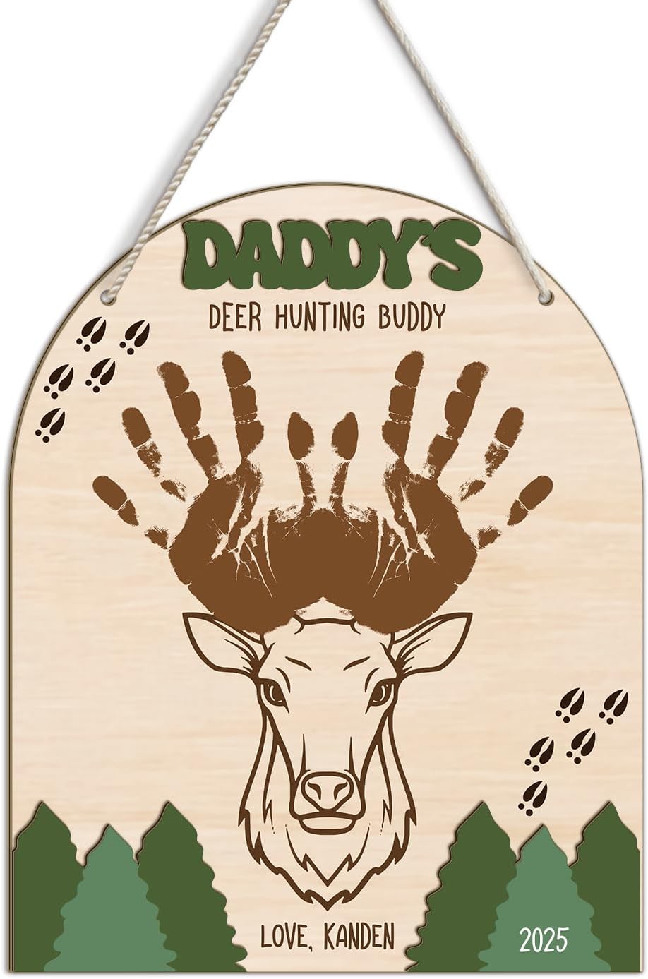 DIY Deer Hunting Buddy Handprint Wooden Sign for Fathers Day
