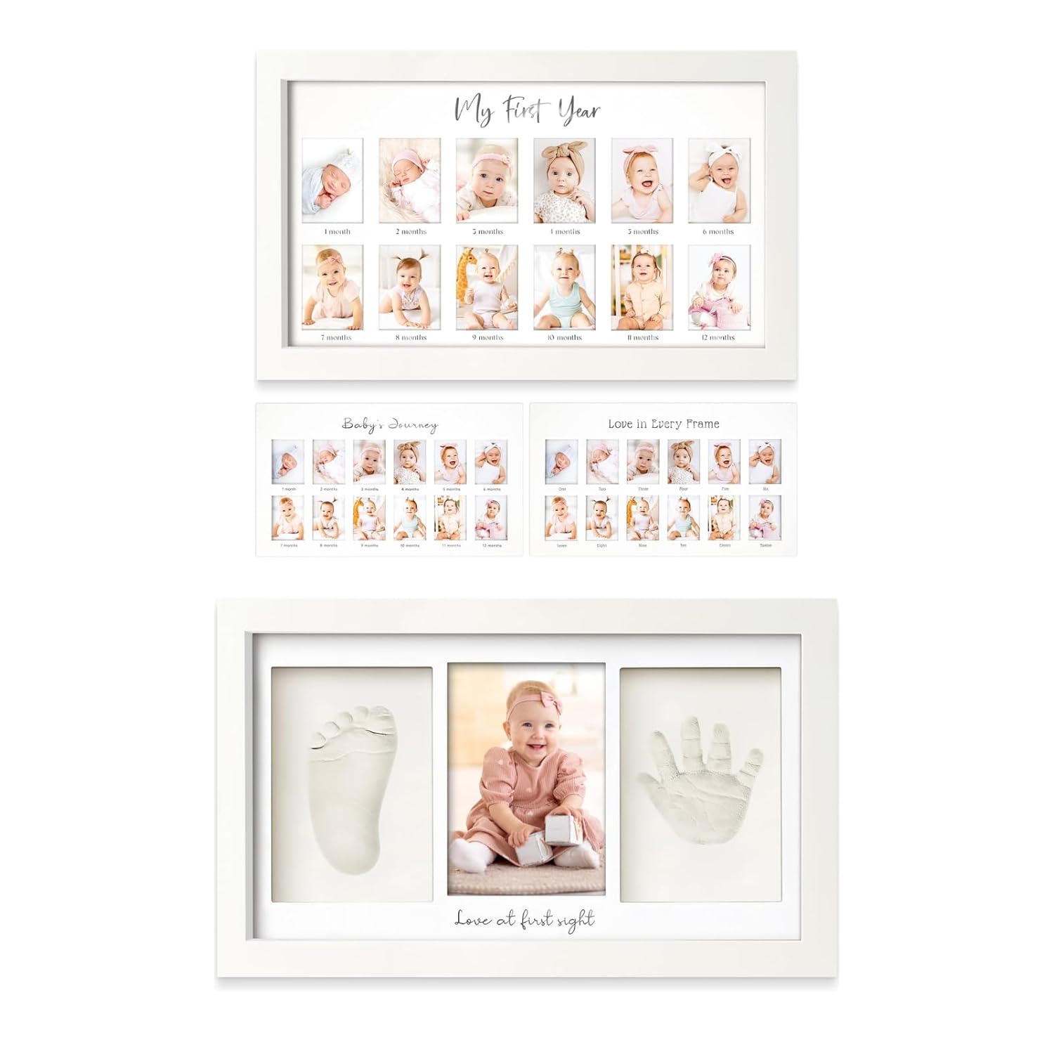 KeaBabies 12-Month Baby Picture Frame with Handprint Footprint Kit