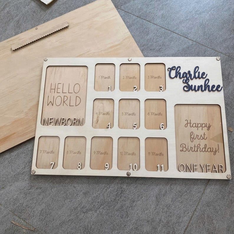 V-DECORPARKS My First Year Photo Frame - 12 Month Baby Milestone Display