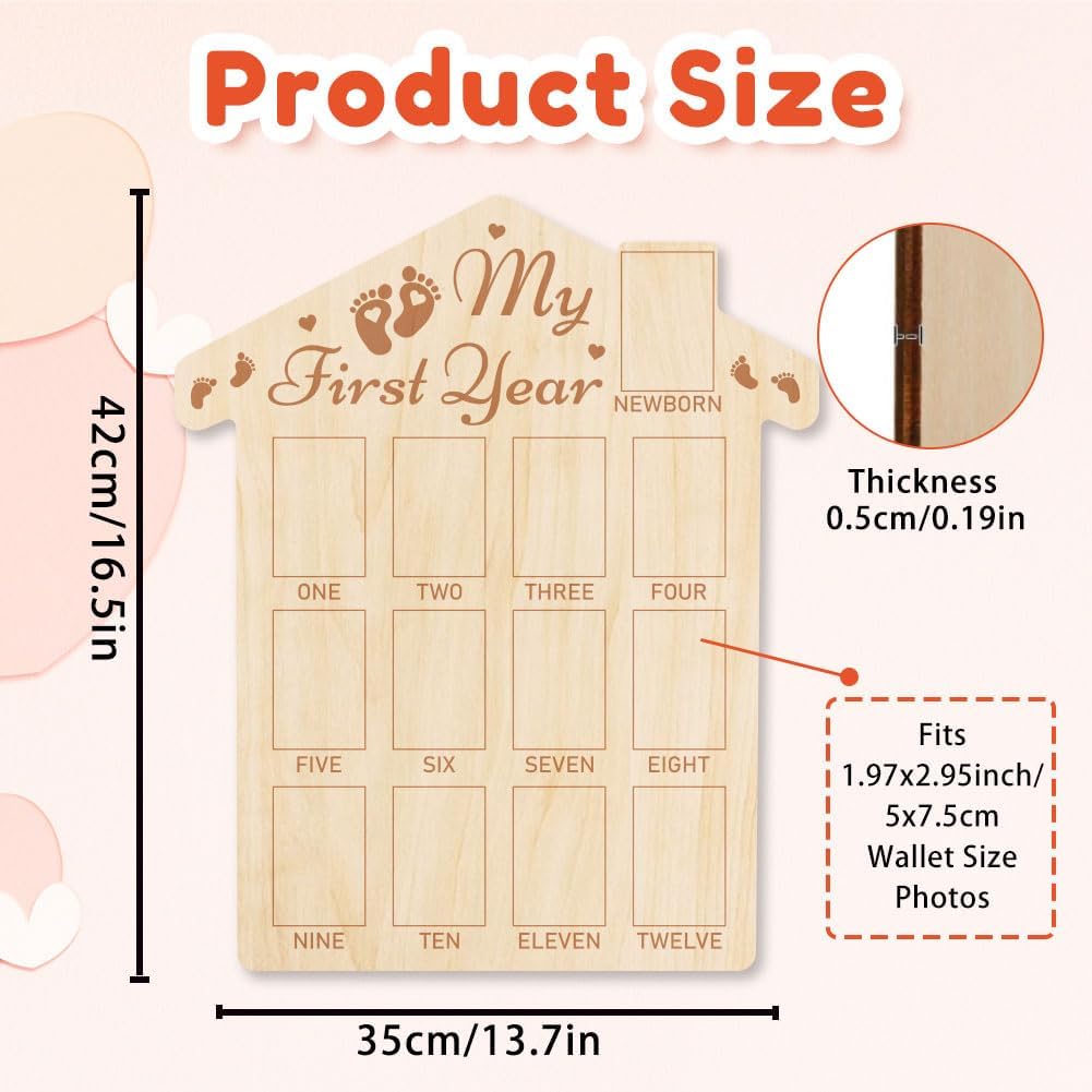 ORIGACH 12-Month Baby Growth Photo Frame - Footprint Design