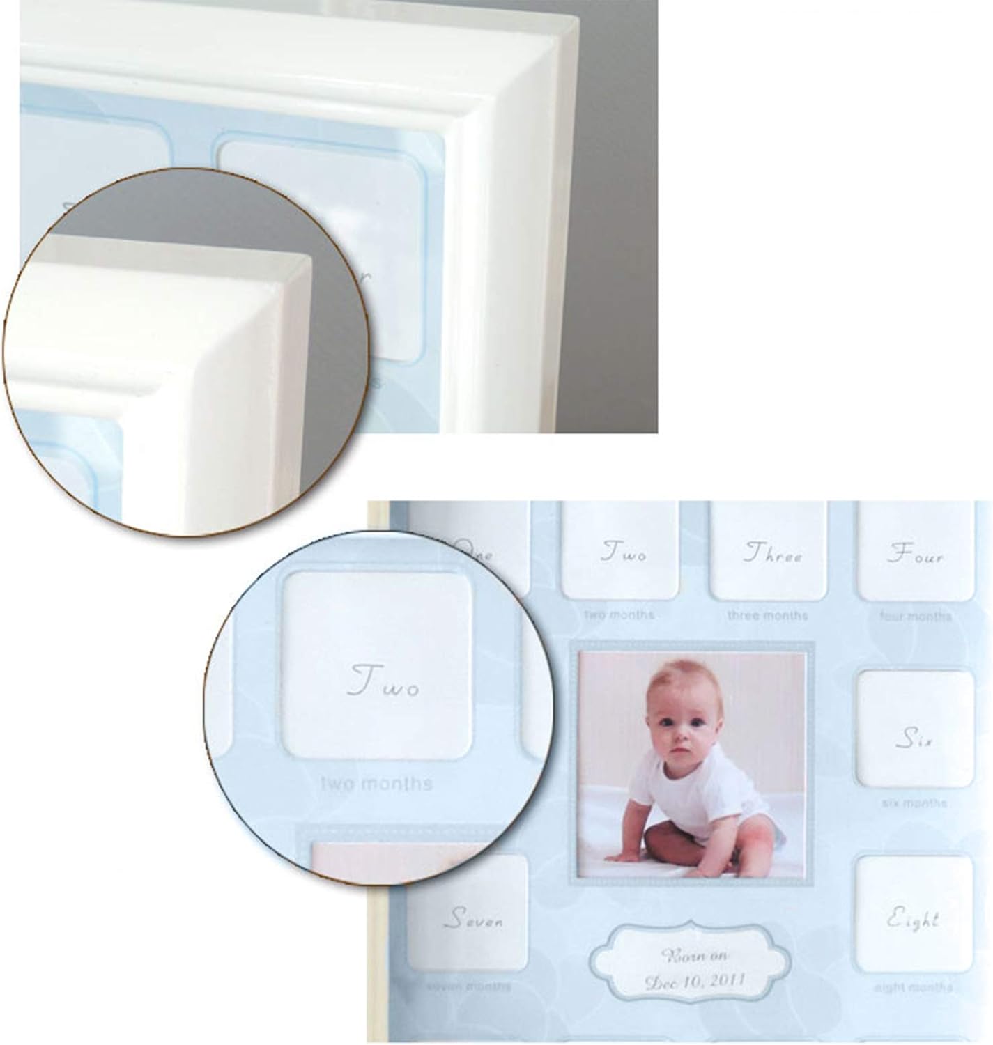 KMAKII 12 Month Baby First Year Collage Photo Frame - White