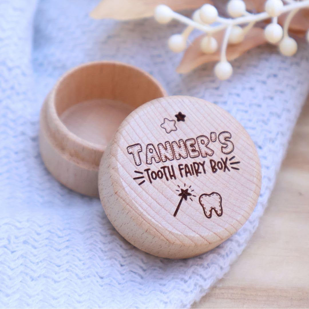 Personalized Wooden Tooth Fairy Box with Engraving