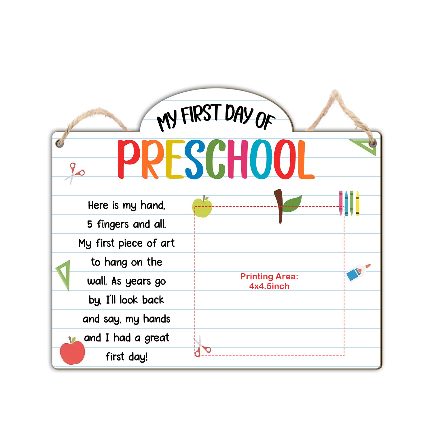 Custom First Day of Preschool Handprint Art Sign Board