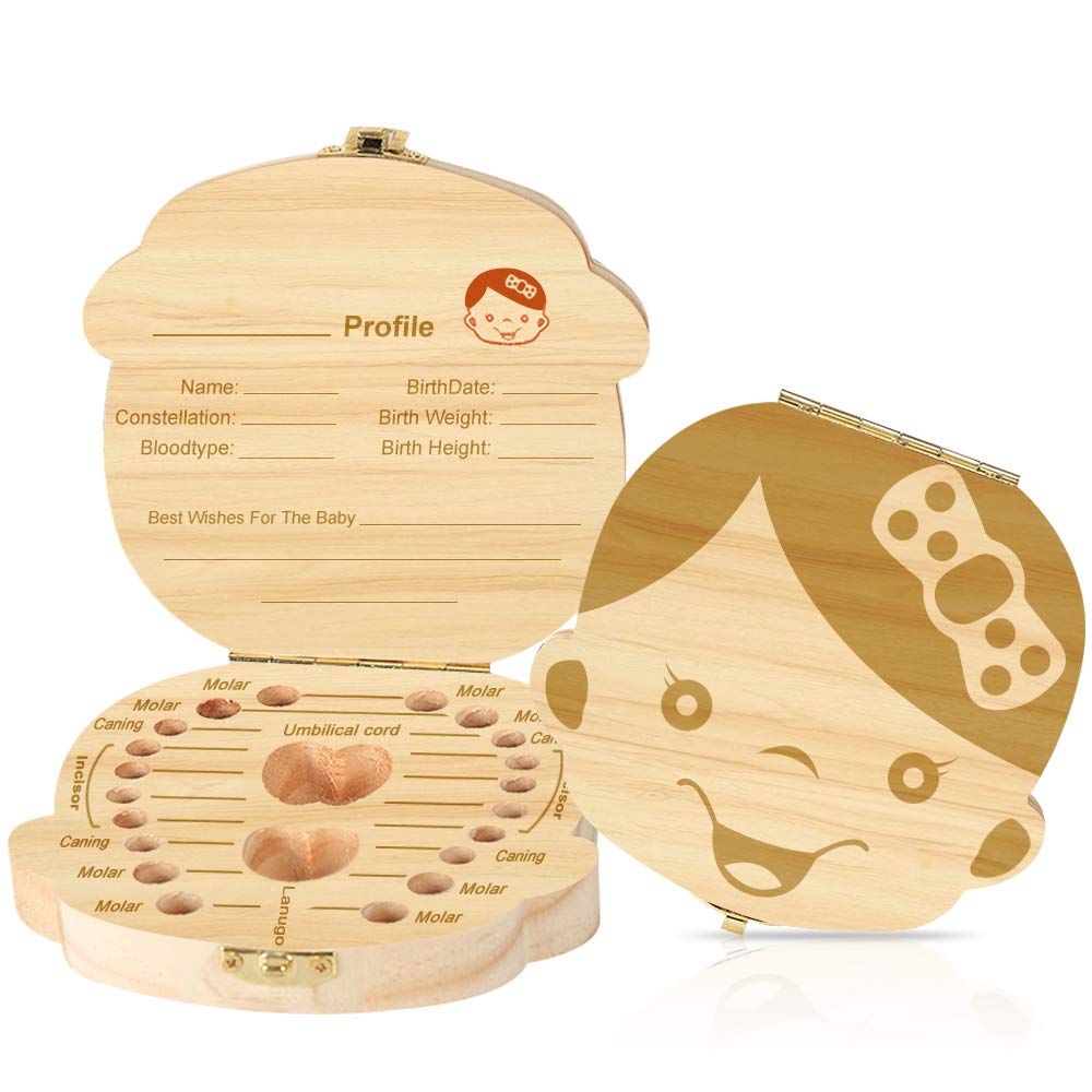 Baby Tooth Box Wooden Keepsake Organizer for Kids
