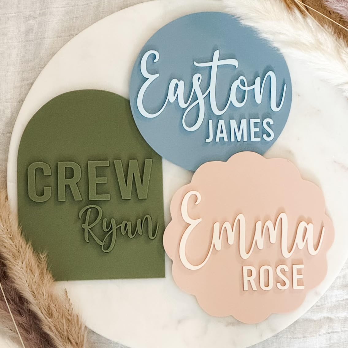 Custom Acrylic Baby Name Sign - 3D Wall Plaque with Two Colors