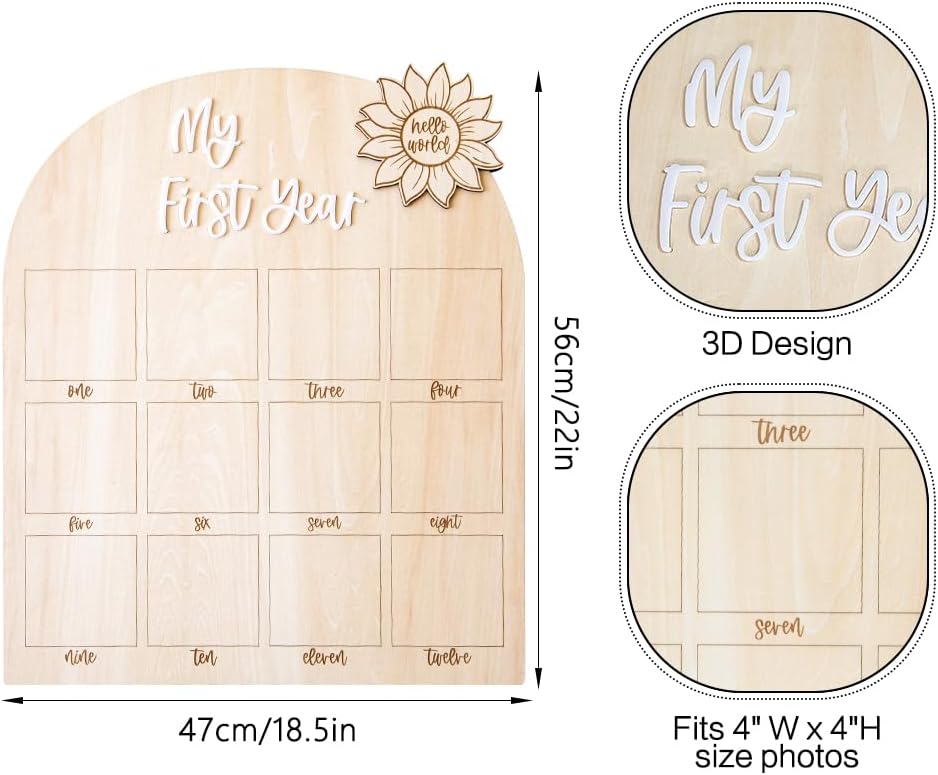 First Year Milestone Photo Board for Baby Keepsakes