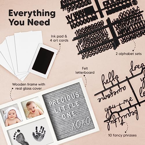 KeaBabies Inkless Hand Footprint Kit with Felt Letterboard