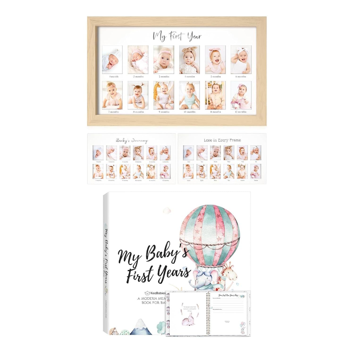 KeaBabies 12 Months Baby Photo Frame Memory Book