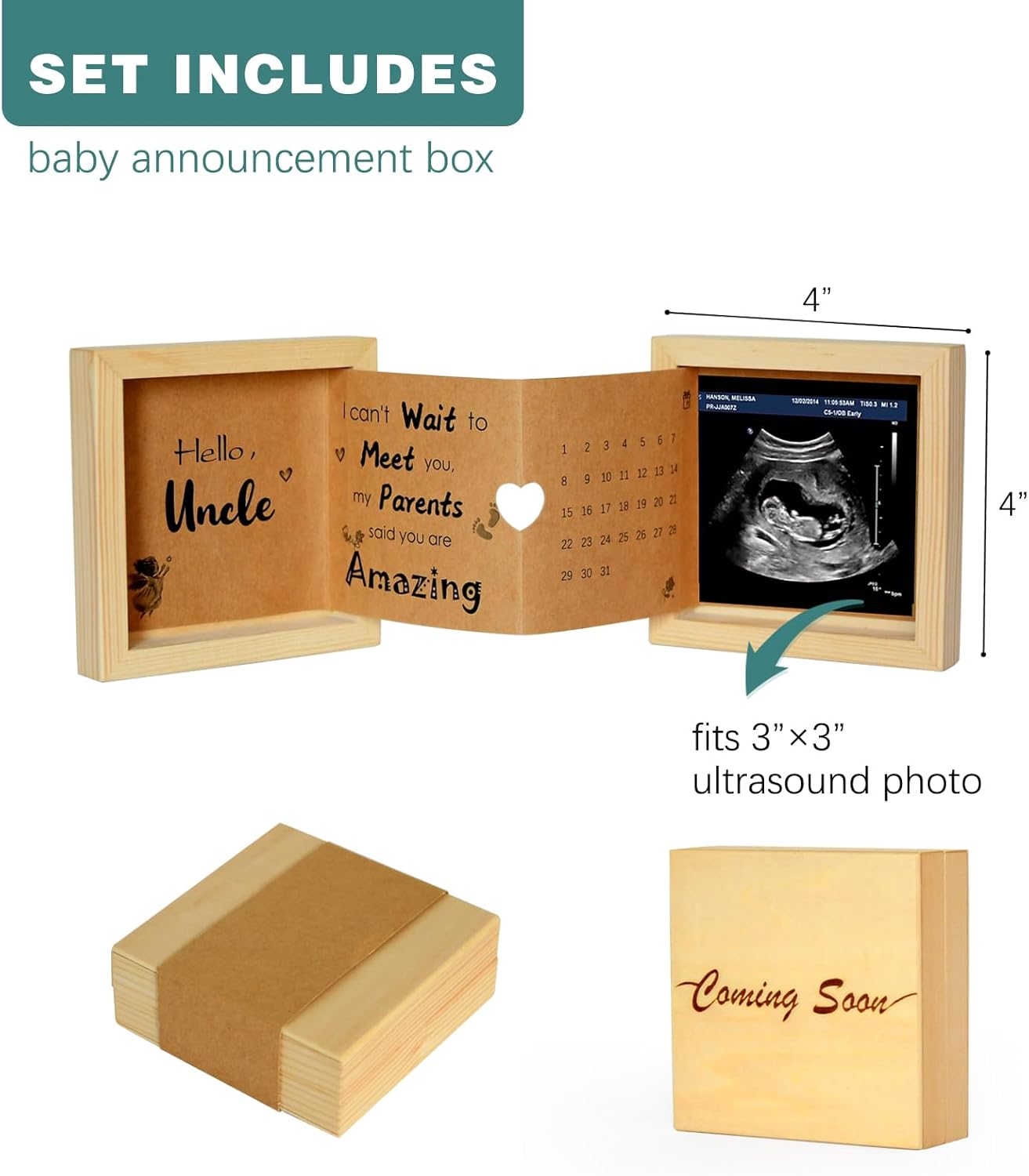 YiLiiod Baby Announcement Wooden Keepsake Box
