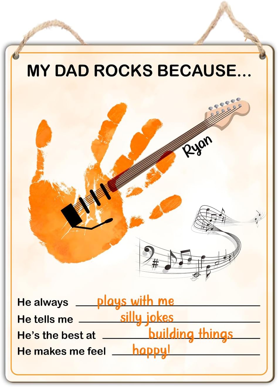 Custom Guitar Handprint Art Craft for Dad 1