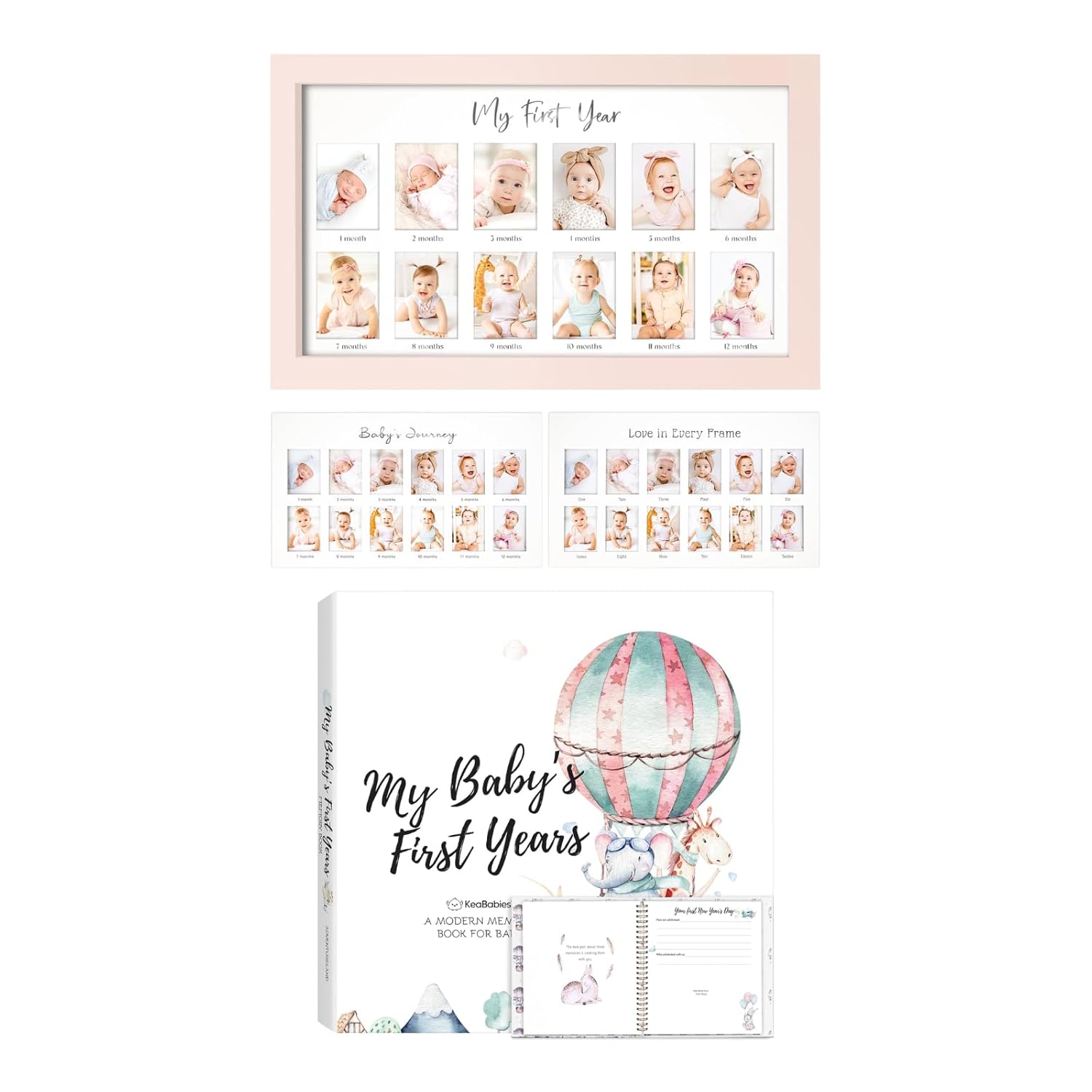 KeaBabies 12 Months Baby Photo Frame Memory Book 1