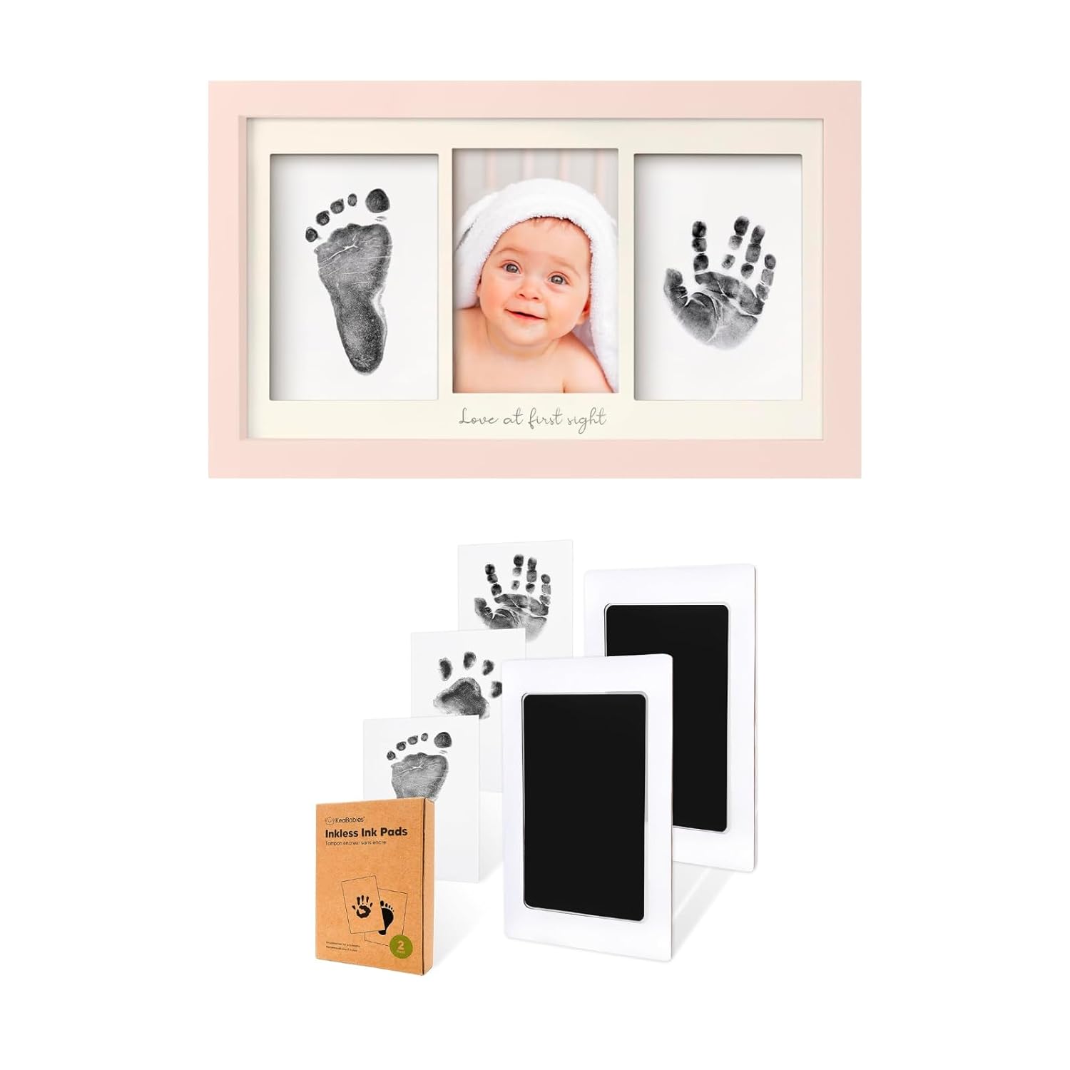 KeaBabies Inkless Hand Footprint Kit - 2-Pack for Baby Dog Keepsake