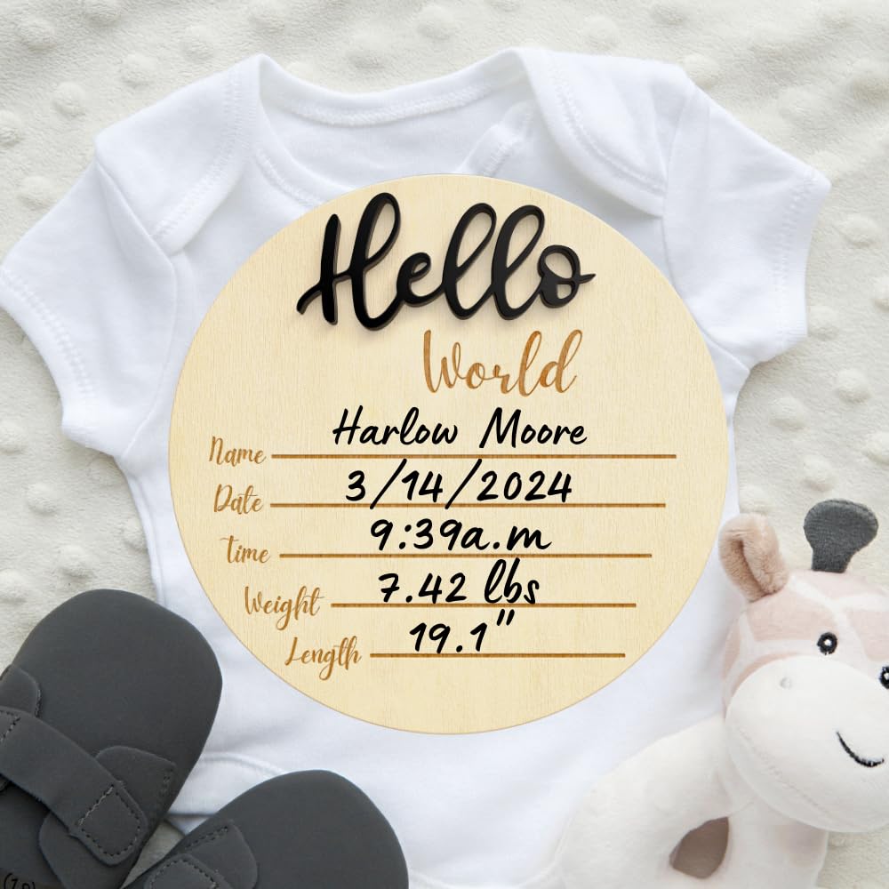 Baby Announcement Sign 6 Hello World Newborn Name Sign