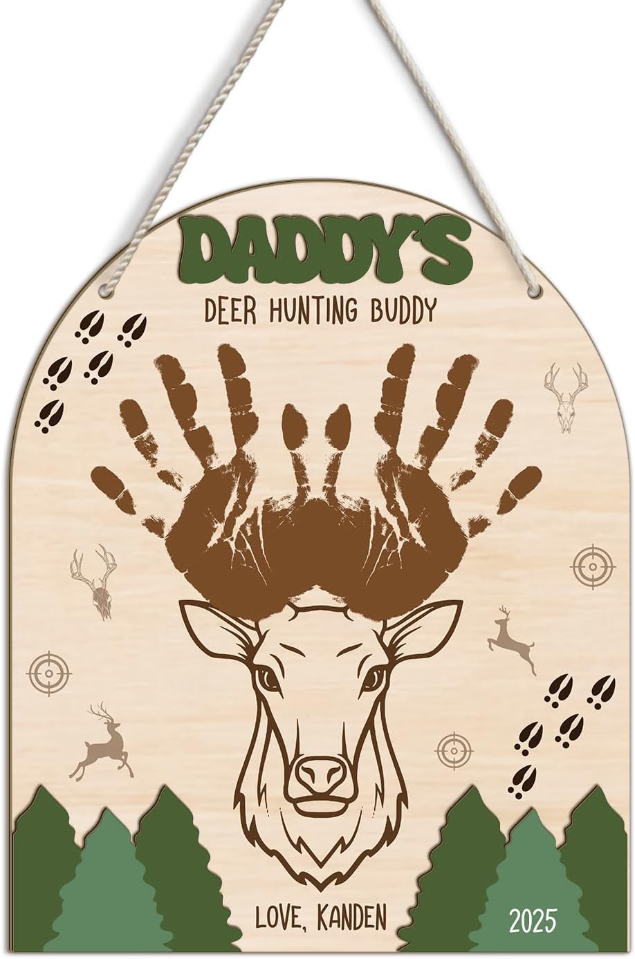 DIY Deer Hunting Buddy Handprint Wooden Sign for Fathers Day