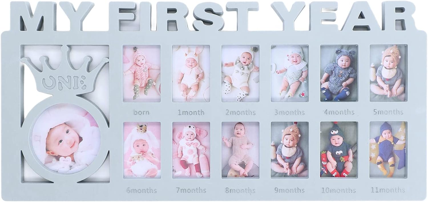 plplaaoo Babys First Year Frame 12 Month Milestone Photo Frame