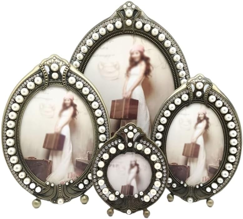 STBTOO Pearl Inlaid Vintage Metal 5x7 Picture Frame