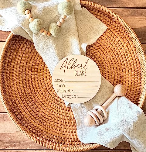 Handmade Newborn Announcement Sign - Wooden Name Stats