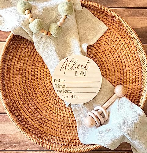 Personalized Newborn Announcement Sign - Wooden Birth Sign