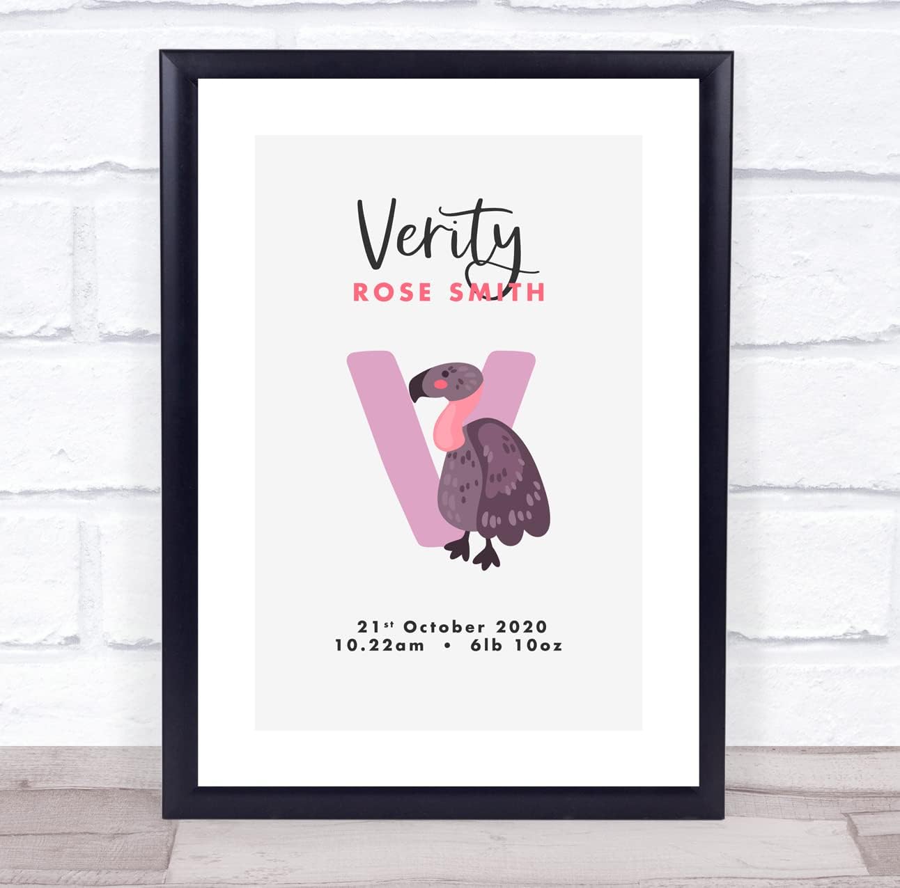 The Card Zoo New Baby Birth Details Vulture Keepsake Print
