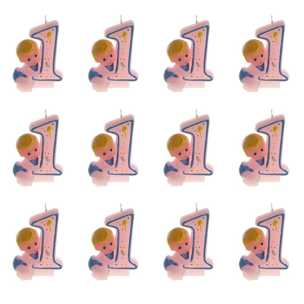 Lunaura Baby Keepsake - 12 Blue Boy 1st Birthday Candles