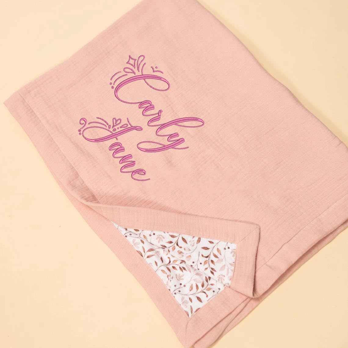 Custom Muslin Blanket with Name Embroidery 1