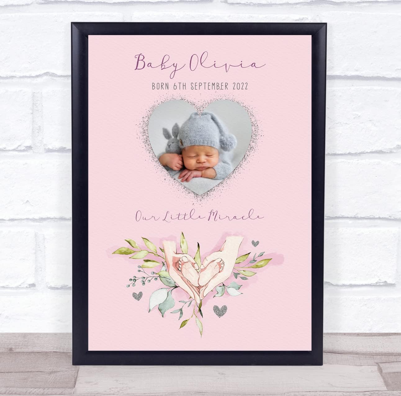 New Baby Birth Nursery Christening Pink Heart Photo Keepsake Box
