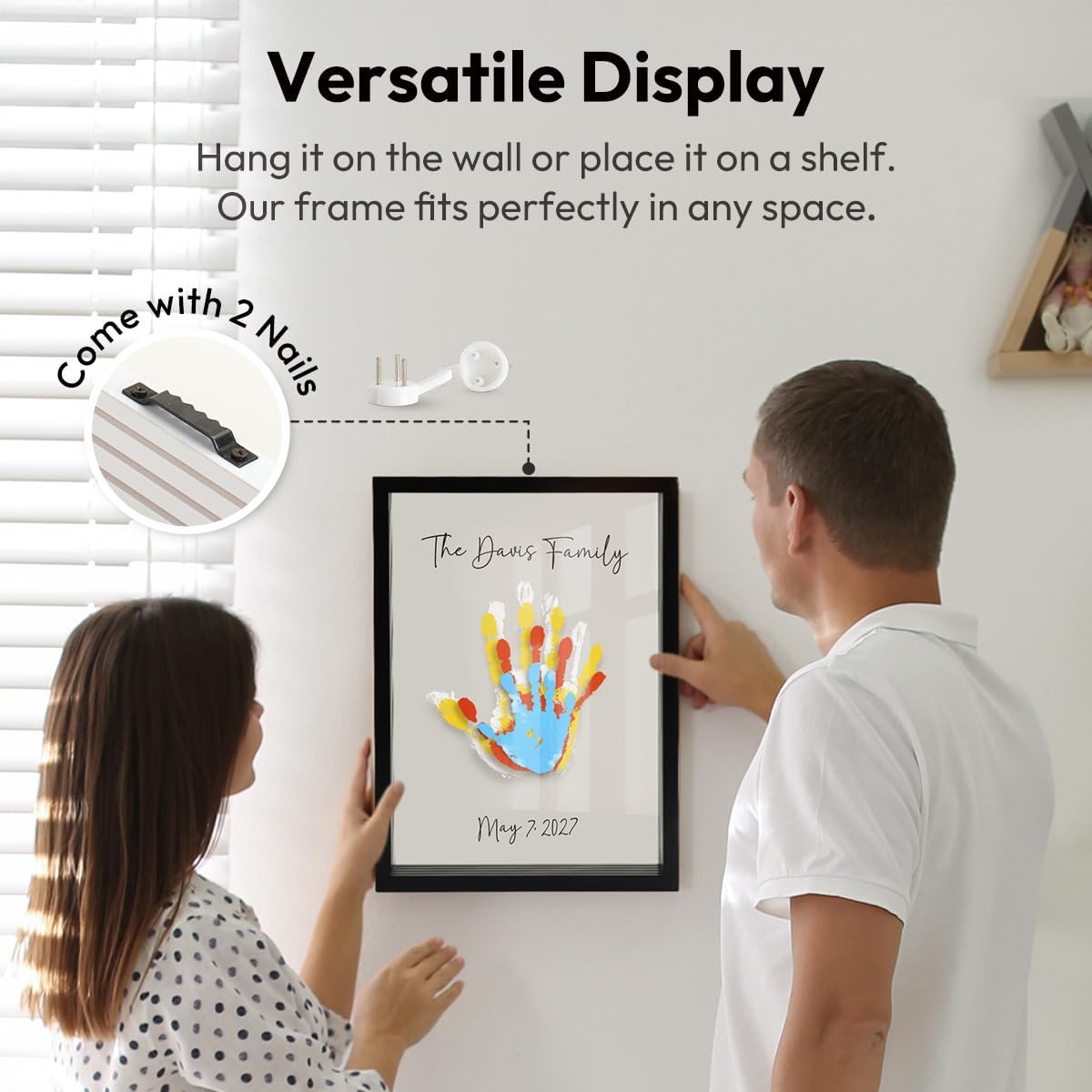 Kaciola Family Handprint Kit with 4 Paints Black Frame
