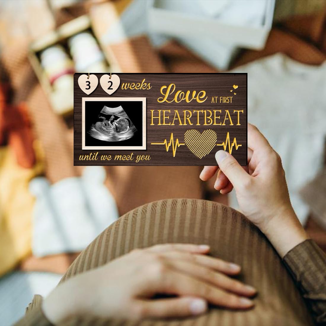 LED Sonogram Frame - Countdown Weeks for Dad Mom Baby Showers